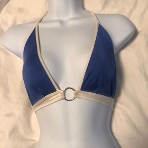 Blue and white bikini top